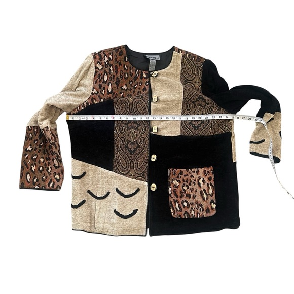 Indigo Moon Mixed Abstract Cheetah Paisley Patchwork Quilt Funky Jacket Sz 1X - Picture 9 of 10
